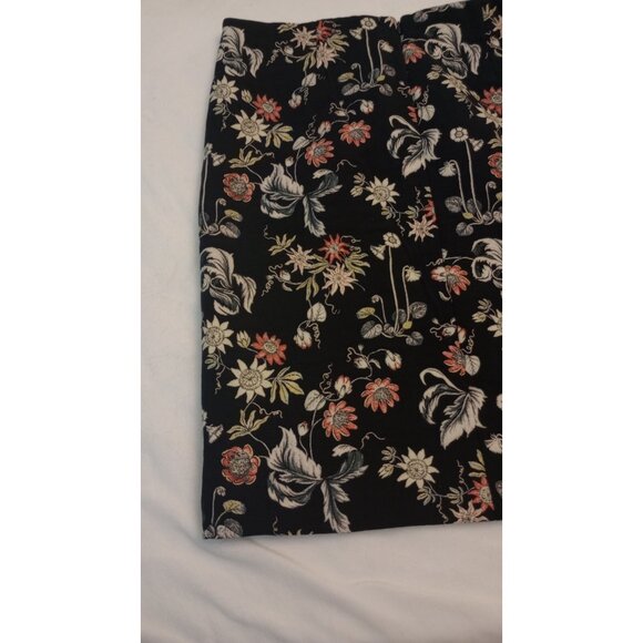 Ann Taylor Skirt Size 16 Black Floral Textured Thick Lined Front Slit Back Zip - Picture 9 of 9